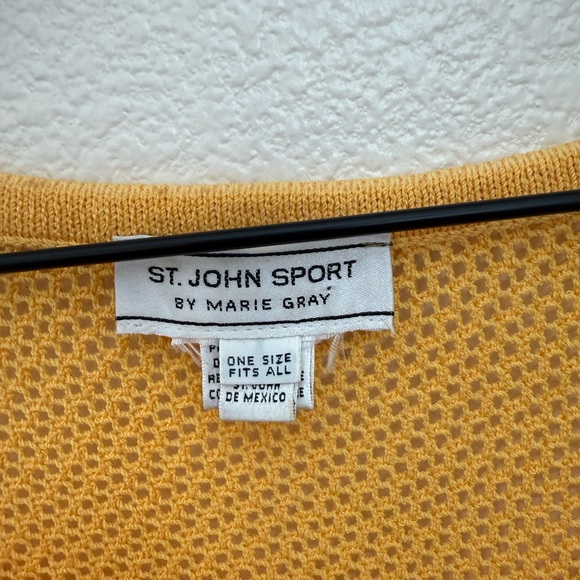 St. John Sport by Marie Gray Shrug Open Knit Poncho One Size Yellow - Picture 2 of 7